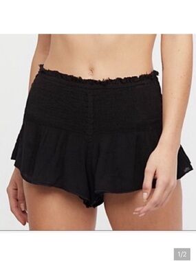 Free people intimately lost girl Smocked Waist Ruffle Hem Women's Shorts black